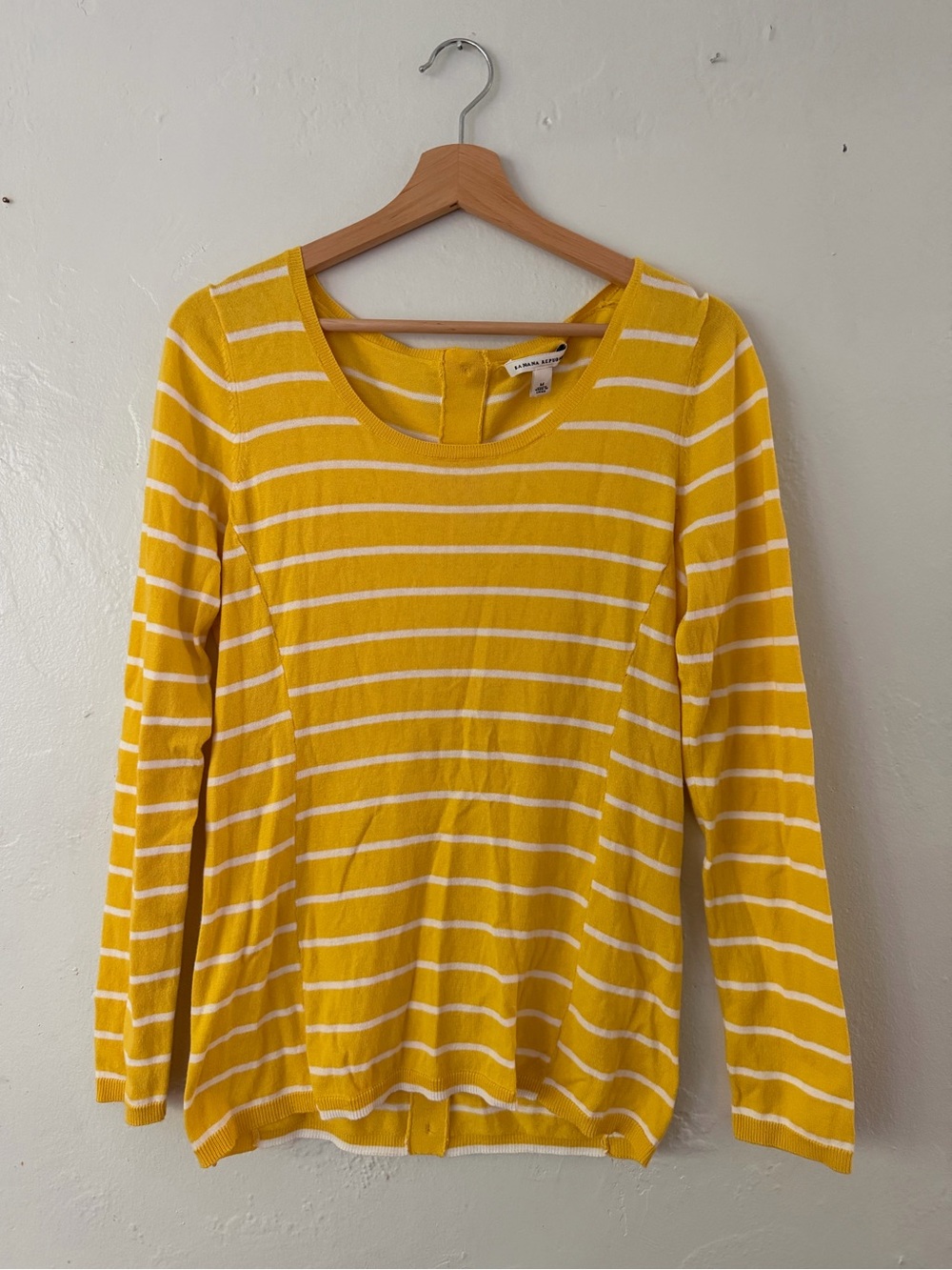 Banana Republic Yellow & White Striped Lightweight Sweater Size M 100% Cotton